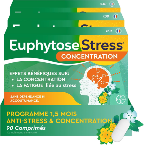 EuphytoseStress Concentration - Anti-Stress & Concentration | 3x30 Comprimés